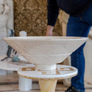 crema marfil marble natural stone tapered sink high gloss polished SKU NTRVS37 Size (D)16" (H)6" side view product shot crema marfil marble natural stone tapered sink high gloss polished SKU NTRVS37 Size (D)16" (H)6" side view product shot