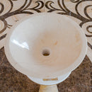 crema marfil marble natural stone tapered sink high gloss polished SKU NTRVS37 Size (D)16" (H)6" top view product shot crema marfil marble natural stone tapered sink high gloss polished SKU NTRVS37 Size (D)16" (H)6" top view product shot