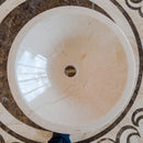 crema marfil marble natural stone tapered sink high gloss polished SKU NTRVS37 Size (D)16" (H)6" top view product shot crema marfil marble natural stone tapered sink high gloss polished SKU NTRVS37 Size (D)16" (H)6" top view product shot