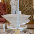 crema marfil marble natural stone tapered sink high gloss polished SKU NTRVS37 Size (D)16" (H)6" height measure view crema marfil marble natural stone tapered sink high gloss polished SKU NTRVS37 Size (D)16" (H)6" height measure view