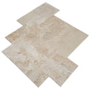 denizli beige antique pattern tile brushed chiseled unfilled SKU-20020083 angle view denizli beige antique pattern tile brushed chiseled unfilled SKU-20020083 angle view