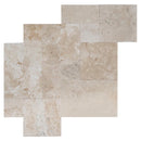 denizli beige antique pattern tile brushed chiseled unfilled SKU-20020083 multi top view denizli beige antique pattern tile brushed chiseled unfilled SKU-20020083 multi top view