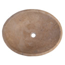 karina walnut travertine natural stone vessel sink honed and filled SKU KMRC16206W Size (W)16" (L)20.5" (H)6" top view product shot karina walnut travertine natural stone vessel sink honed and filled SKU KMRC16206W Size (W)16" (L)20.5" (H)6" top view product shot