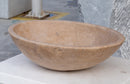 karina walnut travertine natural stone vessel sink honed and filled SKU KMRC16206W Size (W)16" (L)20.5" (H)6" side view product shot karina walnut travertine natural stone vessel sink honed and filled SKU KMRC16206W Size (W)16" (L)20.5" (H)6" side view product shot