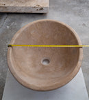 karina walnut travertine natural stone vessel sink honed and filled SKU KMRC16206W Size (W)16" (L)20.5" (H)6" width measure view karina walnut travertine natural stone vessel sink honed and filled SKU KMRC16206W Size (W)16" (L)20.5" (H)6" width measure view