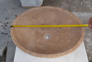 karina walnut travertine natural stone vessel sink honed and filled SKU KMRC16206W Size (W)16" (L)20.5" (H)6" width measure view karina walnut travertine natural stone vessel sink honed and filled SKU KMRC16206W Size (W)16" (L)20.5" (H)6" width measure view