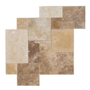 gobek mix antique French pattern set travertine tile size pattern set surface brushed filled edge chiseled SKU-20020080 product shot gobek mix antique French pattern set travertine tile size pattern set surface brushed filled edge chiseled SKU-20020080 product shot