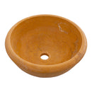 gobek natural golden sienna natural stone vessel sink honed and filled SKU KMRC166DI Size (D)16" (H)6" side view product shot gobek natural golden sienna natural stone vessel sink honed and filled SKU KMRC166DI Size (D)16" (H)6" side view product shot