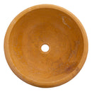 gobek natural golden sienna natural stone vessel sink honed and filled SKU KMRC166DI Size (D)16" (H)6" top view product shot gobek natural golden sienna natural stone vessel sink honed and filled SKU KMRC166DI Size (D)16" (H)6" top view product shot