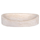 natural stone light travertine special design vessel sink honed and filled SKU NTRSTC19 Size (W)16" (L)21.5" (H)6" side view product shot natural stone light travertine special design vessel sink honed and filled SKU NTRSTC19 Size (W)16" (L)21.5" (H)6" side view product shot
