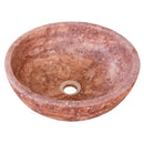 gobek red travertine natural stone vessel sink honed matte SKU NTRVS15 size (D)16" (H)6" side view product shot gobek red travertine natural stone vessel sink honed matte SKU NTRVS15 size (D)16" (H)6" side view product shot