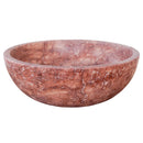 gobek red travertine natural stone vessel sink honed matte SKU NTRVS15 size (D)16" (H)6" side view product shot gobek red travertine natural stone vessel sink honed matte SKU NTRVS15 size (D)16" (H)6" side view product shot