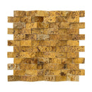gold pyramid splitface travertine mosaics 1x2 SKU-20012400 mesh top view gold pyramid splitface travertine mosaics 1x2 SKU-20012400 mesh top view