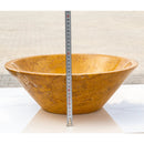 golden Sienna travertine natural stone V-Shape Tapered Sink polished size D16 H6 SKU EGEGSTPO165 height measure view golden Sienna travertine natural stone V-Shape Tapered Sink polished size D16 H6 SKU EGEGSTPO165 height measure view