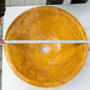 golden Sienna travertine natural stone V-Shape Tapered Sink polished size D16 H6 SKU EGEGSTPO165 top measure view golden Sienna travertine natural stone V-Shape Tapered Sink polished size D16 H6 SKU EGEGSTPO165 top measure view