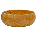 golden Sienna travertine natural stone Vessel Sink polished and filled size D16 H6 SKU EGEGSTR1673 side view golden Sienna travertine natural stone Vessel Sink polished and filled size D16 H6 SKU EGEGSTR1673 side view