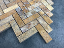 Scabos Travertine 1"x3" Herringbone on 12" x 12" Mesh Mosaic Tile Scabos Travertine 1"x3" Herringbone on 12" x 12" Mesh Mosaic Tile