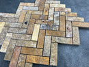 Scabos Travertine 1"x3" Herringbone on 12" x 12" Mesh Mosaic Tile Scabos Travertine 1"x3" Herringbone on 12" x 12" Mesh Mosaic Tile