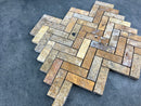 Scabos Travertine 1"x3" Herringbone on 12" x 12" Mesh Mosaic Tile Scabos Travertine 1"x3" Herringbone on 12" x 12" Mesh Mosaic Tile