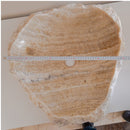honey onyx natural stone vessel sink surface polished hand split size irregular SKU 202115 width measure view product shot honey onyx natural stone vessel sink surface polished hand split size irregular SKU 202115 width measure view product shot