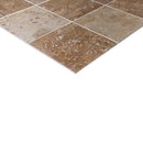 kesir noce rustic travertine tile honed and filled 18x18 SKU-10074422 corner view kesir noce rustic travertine tile honed and filled 18x18 SKU-10074422 corner view