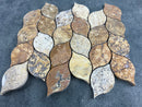 Scabos Travertine Leaf Design on 12" x 12" Mesh Mosaic Tile Scabos Travertine Leaf Design on 12" x 12" Mesh Mosaic Tile
