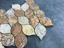 Scabos Travertine Leaf Design on 12" x 12" Mesh Mosaic Tile Scabos Travertine Leaf Design on 12" x 12" Mesh Mosaic Tile