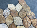 Scabos Travertine Leaf Design on 12" x 12" Mesh Mosaic Tile Scabos Travertine Leaf Design on 12" x 12" Mesh Mosaic Tile