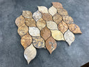 Scabos Travertine Leaf Design on 12" x 12" Mesh Mosaic Tile Scabos Travertine Leaf Design on 12" x 12" Mesh Mosaic Tile