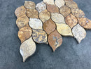 Scabos Travertine Leaf Design on 12" x 12" Mesh Mosaic Tile Scabos Travertine Leaf Design on 12" x 12" Mesh Mosaic Tile