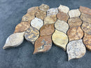 Scabos Travertine Leaf Design on 12" x 12" Mesh Mosaic Tile Scabos Travertine Leaf Design on 12" x 12" Mesh Mosaic Tile