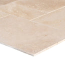 Light Beige Premium Travertine Tiles Antique Pattern Tumbled SKU-LBTPAPTUM corner view Light Beige Premium Travertine Tiles Antique Pattern Tumbled SKU-LBTPAPTUM corner view
