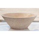 light beige travertine V-shape natural stone tapered Sink honed and sandblasted size (D)16" (H)6" SKU-EGELBT1661 product exterior surface  shot front view light beige travertine V-shape natural stone tapered Sink honed and sandblasted size (D)16" (H)6" SKU-EGELBT1661 product exterior surface  shot front view