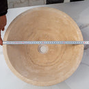 light beige travertine V-shape natural stone tapered Sink honed and sandblasted size (D)16" (H)6" SKU-EGELBT1661 product shot diameter measure light beige travertine V-shape natural stone tapered Sink honed and sandblasted size (D)16" (H)6" SKU-EGELBT1661 product shot diameter measure