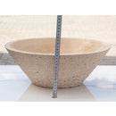 light beige travertine V-shape natural stone tapered Sink honed and sandblasted size (D)16" (H)6" SKU-EGELBT1661 product shot height measure light beige travertine V-shape natural stone tapered Sink honed and sandblasted size (D)16" (H)6" SKU-EGELBT1661 product shot height measure