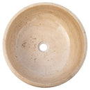 Light Beige Travertine Natural Stone Vessel Sink Filled and Polished  (D)16" (H)6" Light Beige Travertine Natural Stone Vessel Sink Filled and Polished  (D)16" (H)6"