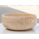 Light Beige Travertine Natural Stone Vessel Sink Filled and Polished  (D)16" (H)6" Light Beige Travertine Natural Stone Vessel Sink Filled and Polished  (D)16" (H)6"