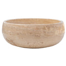 Light Beige Travertine Natural Stone Vessel Sink Filled and Polished  (D)16" (H)6" Light Beige Travertine Natural Stone Vessel Sink Filled and Polished  (D)16" (H)6"