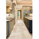 light beige vein cut travertine tile surface polished size 12"x24"x1/2" SKU-10080934  installed view of product light beige vein cut travertine tile surface polished size 12"x24"x1/2" SKU-10080934  installed view of product