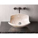 light travertine natural stone vessel sink surface honed filled hand split size (W)16" (L)16" (H)6" SKU 202119 bathroom view light travertine natural stone vessel sink surface honed filled hand split size (W)16" (L)16" (H)6" SKU 202119 bathroom view