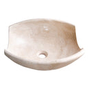 light travertine natural stone vessel sink surface honed filled hand split size (W)16" (L)16" (H)6" SKU 202119 side view product shot light travertine natural stone vessel sink surface honed filled hand split size (W)16" (L)16" (H)6" SKU 202119 side view product shot