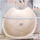 light travertine natural stone vessel sink surface honed filled hand split size (W)16" (L)16" (H)6" SKU 202119 width measure view product shot light travertine natural stone vessel sink surface honed filled hand split size (W)16" (L)16" (H)6" SKU 202119 width measure view product shot