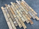 Scabos Travertine Strip Liner on 12" x 12" Mesh Mosaic Tile Scabos Travertine Strip Liner on 12" x 12" Mesh Mosaic Tile