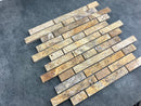 Scabos Travertine Strip Liner on 12" x 12" Mesh Mosaic Tile Scabos Travertine Strip Liner on 12" x 12" Mesh Mosaic Tile