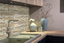 Scabos Travertine Strip Liner on 12" x 12" Mesh Mosaic Tile Scabos Travertine Strip Liner on 12" x 12" Mesh Mosaic Tile