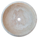 natural stone beige travertine vessel sink honed and filled SKU NTRSTC02 size (D)18" (H)6" top view product shot natural stone beige travertine vessel sink honed and filled SKU NTRSTC02 size (D)18" (H)6" top view product shot