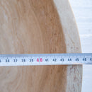 natural stone beige travertine vessel sink honed and filled SKU NTRSTC02 size (D)18" (H)6" thickness measure view  natural stone beige travertine vessel sink honed and filled SKU NTRSTC02 size (D)18" (H)6" thickness measure view