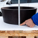 natural stone black andesite tapered sink honed matte SKU NTRSTC53 Size (D)16" (H)6" height measure view  natural stone black andesite tapered sink honed matte SKU NTRSTC53 Size (D)16" (H)6" height measure view