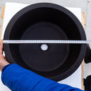 natural stone black andesite tapered sink honed matte SKU NTRSTC53 Size (D)16" (H)6" diameter measure view  natural stone black andesite tapered sink honed matte SKU NTRSTC53 Size (D)16" (H)6" diameter measure view