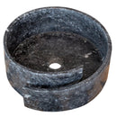 natural stone black marble special design vessel sink surface polished size (D)16" (H)6" (diameter 40.6cm height 15cm) SKU-NTRVS29 product shot angle view natural stone black marble special design vessel sink surface polished size (D)16" (H)6" (diameter 40.6cm height 15cm) SKU-NTRVS29 product shot angle view